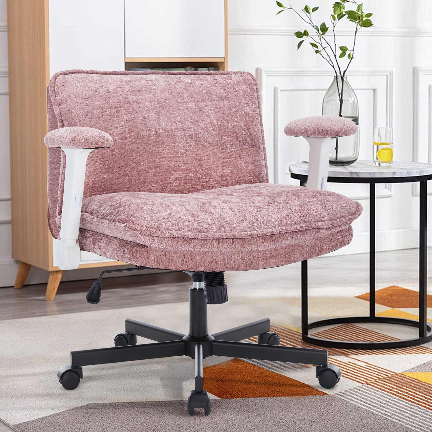 Fancispot Cross Legged Office Chair Height Adjustable Desk Chair_voghion.com